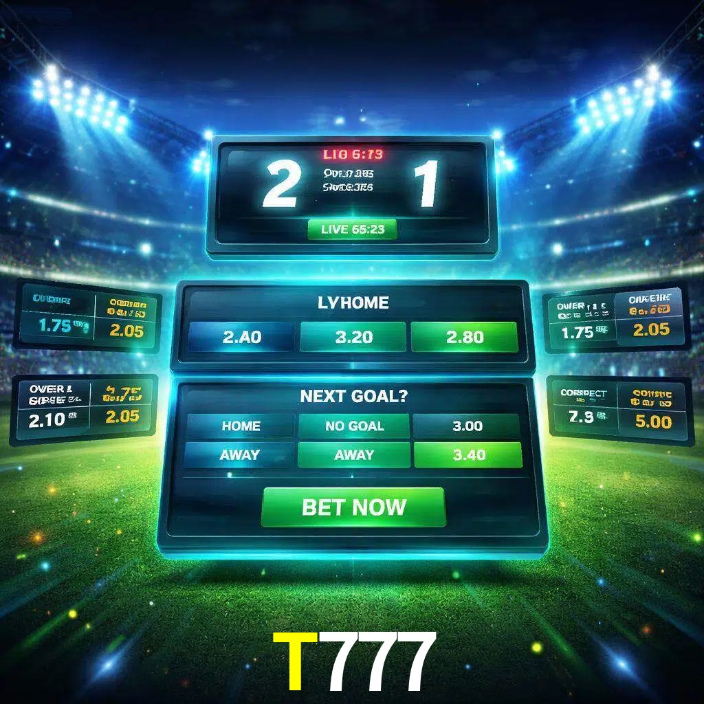 Vista de apuestas en vivo T777 durante un partido en curso